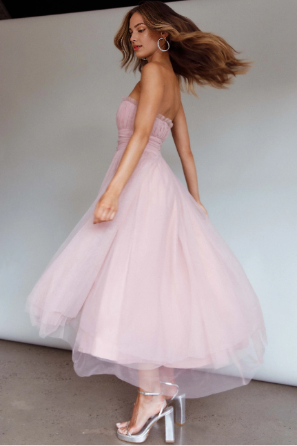 Robe Weitese trapèze bustier sans manches, robe de bal élégante en tulle, ourlet asymétrique